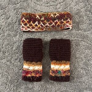 EARTHBOUND Multicolor Knit Wrist Warmers and Headband